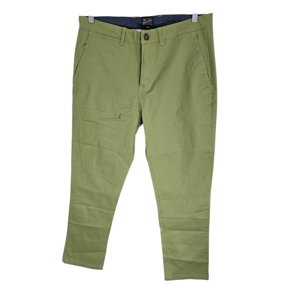 Benny Gold Mens Chino Pants Olive Green Slim Straight Twill Trousers‎ Size 36x31